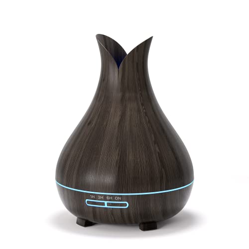 Aroma Diffuser, 400ml Diffuser für Ätherische Öle mit 7 Farben LED-Licht, Duftöl Diffuser/Ultraschall Luftbefeuchter, Automatische Wasserlose Abschaltung von DMOPRDNB