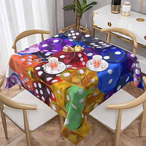 Spielwürfel-Set, Tischdecke, 137 x 137 cm, waschbar, Polyester, rund – perfekt für Buffet-Tische, Partys, Urlaubsessen von DMORJ