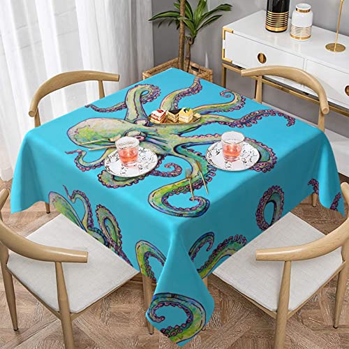 Tischdecke, Oktopus-Design, waschbar, Polyester, rund, perfekt für Buffet-Tische, Partys, Urlaubsessen von DMORJ