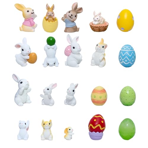 DMSESRLS 22 Stücke Mini Harz Osterhase Figurines, Mini Figuren, Easter Eggs, Osterhase Deko für DIY Handwerk, Ostergeschenke Kinder, Kuchen Dekoration, Tischdeko, Fee Garten Decoratino von DMSESRLS