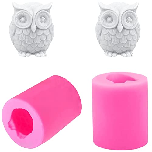 DMZK 2 Stück Seifenformen Silikon, 3D Eulen Form Seifenform, Tier Silikonform Kerzen Gießform Animal Silicone Molds DIY Handgemachte für Schokoladenfondant Süßigkeiten Seife Candle Eiswürfel Rosa von DMZK