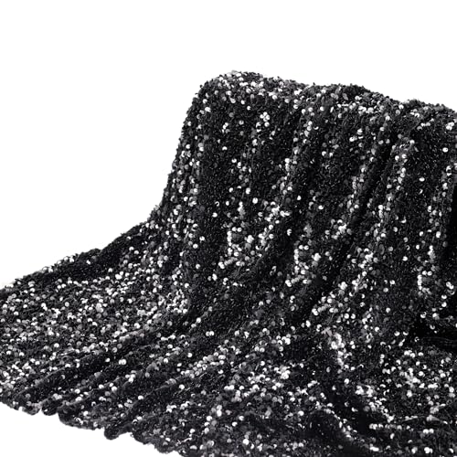 DMiotech 1 Yard Schwarzer Paillettenstoff Samt Glitzernd Schillernd 4ft Breite für DIY Nähen Tischdecke Hintergrund Kleidung Kleid von DMiotech