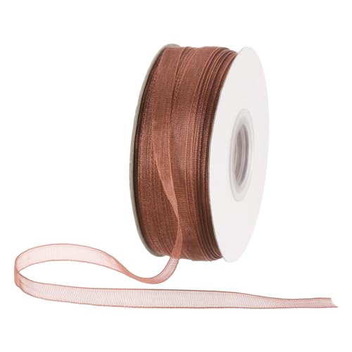 DMiotech 100 Yards Organza Band 1/4 Zoll Bronze Chiffon Band Schimmernde Transparente Geschenkband für Blumensträuße Hochzeit Geburtstag DIY Dekoration von DMiotech