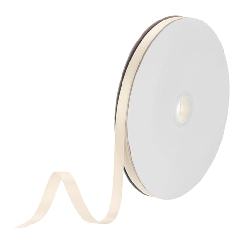 DMiotech 10mm Satinband 46m/150ft Dünnes Doppelseitiges Stoff-Grosgrainband zum Verpacken von Geschenken, Blumensträußen, Beige von DMiotech