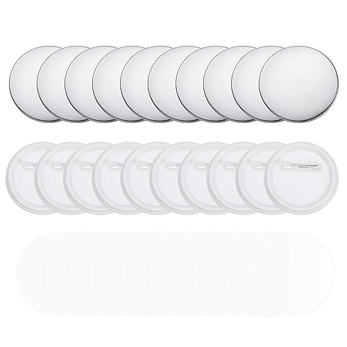 DMiotech 120 Sets 58mm 2.25 Zoll Leer Pin Rückseite Button Teile Buttons Metallabdeckung Kunststoff Button Rückseite Klare Folie für Partygeschenke Kleidung Hut Taschen Dekoration von DMiotech