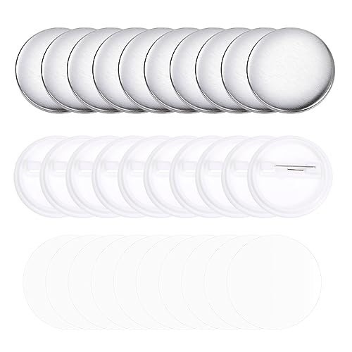 DMiotech 200 Sets 37mm 1.46 Zoll Leer Pin Rückseite Button Teile Buttons Metallabdeckung Kunststoff Button Rückseite Klare Folie für Partygeschenke Kleidung Hut Taschen Dekoration von DMiotech