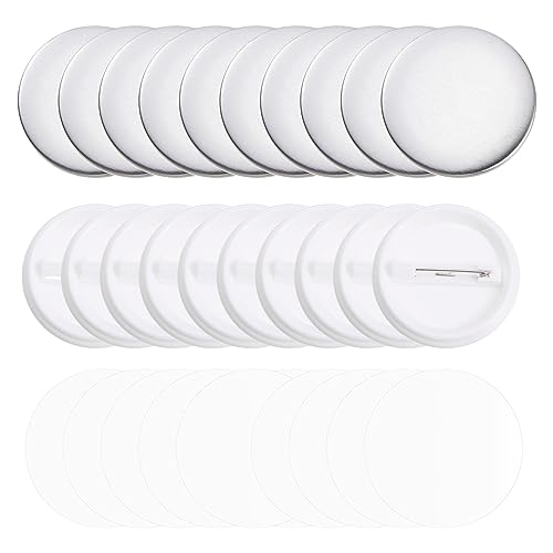 DMiotech 200 Sets 44mm 1,73 Zoll Leer Pin Rücken Button Teile Buttons Metallabdeckung Kunststoff Button Rücken Klare Folie für Partygeschenke Kleidung Hut Taschen Dekoration von DMiotech