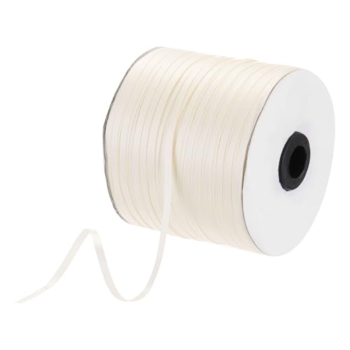 DMiotech 3mm Satinband 460m/1500ft Dünnes Doppelseitiges Stoff-Grosgrainband zum Verpacken von Geschenken, Blumensträußen, Beige von DMiotech