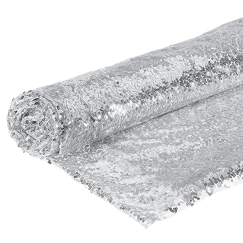 DMiotech 4 Meter Silber Paillettenstoff Glitzernd Schillerndes Bling Netzstoff 1,5 Meter Breite für DIY Nähen Tischdecke Hintergrund Kleidung Kleid von DMiotech