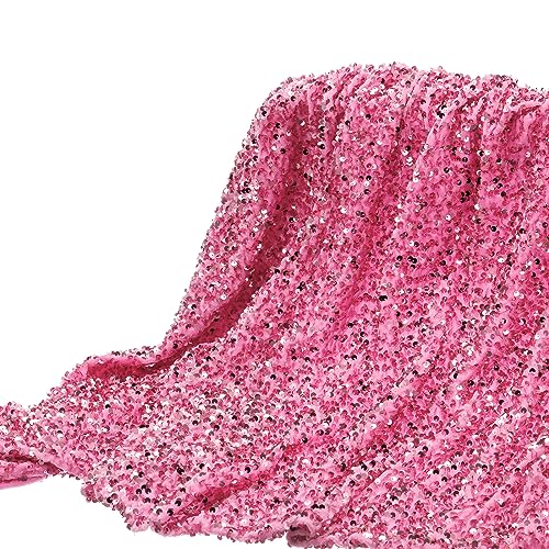 DMiotech 5 Yard Pink Sequin Stoff Samt Glitzernd Schillernd Bling 4ft Breite für DIY Nähen Tischdecke Hintergrund Kleidung Kleid von DMiotech