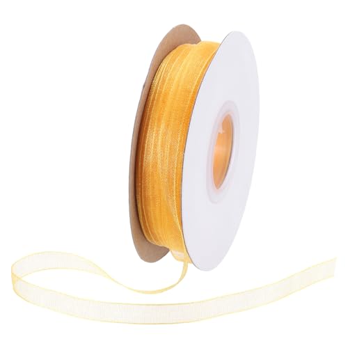 DMiotech 50 Yards Organza-Band 1/4 Zoll Ingwer Chiffon-Band Schimmerndes Transparentes Geschenkverpackungsband für Blumensträuße Hochzeit Geburtstag DIY Dekoration von DMiotech