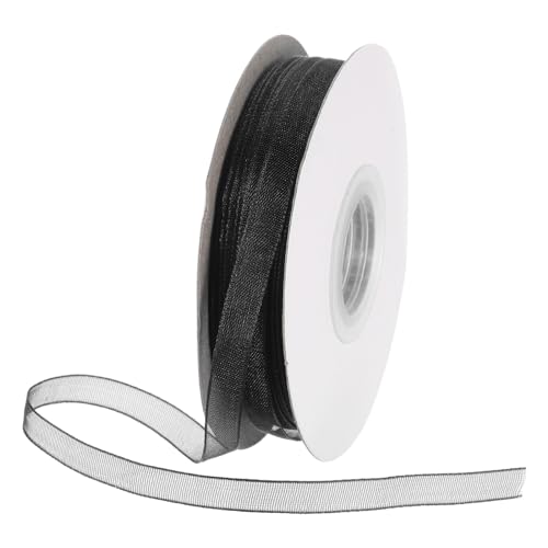 DMiotech 50 Yards Organza Band 1/4 Zoll Schwarz Chiffon Band Schimmernde Transparente Geschenkband für Blumensträuße Hochzeit Geburtstag DIY Dekoration von DMiotech