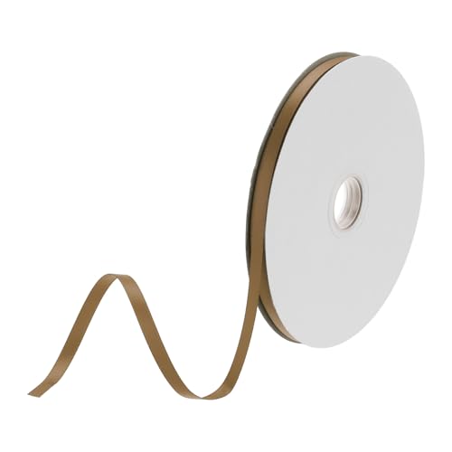 DMiotech 6 mm Satinband, 64 m/210 Fuß, dünnes doppelseitiges Ripsband aus Stoff zum Verpacken von Geschenken, Blumenstrauß, Haarschmuck, Hellkaffee von DMiotech