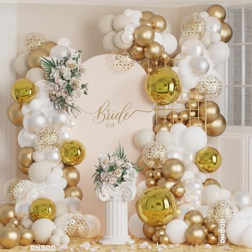 158 Stück Gold Weiß Hochzeit Party Ballon Girlande Bogen Kit für Jahrestag Verlobung Hochzeit Geburtstag Party Dekoration von DNBOD