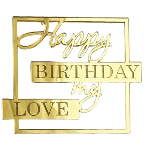 Cake Topper, Happy Birthday Love Mio Cake Topper, Neuheit Einzigartiger Kucheneinsatz, Party Kuchen Topper Liebhaber Geburtstag Kuchen Topper Elegante Acryl Dekoration von DNCG