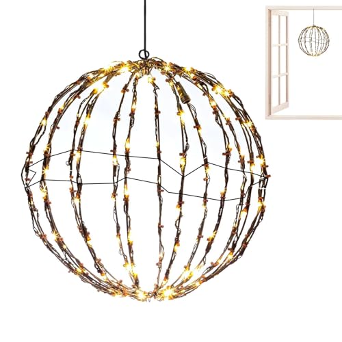 DNCG Christmas Sphere Lights, Outdoor Light Strings, Christmas Ball Lights, Foldable Metal Ball Lights, Lightweight Tree Lights, Hangable Outdoor Lights For Wedding, Patio, Trees, Garden von DNCG