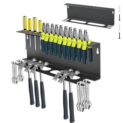 DNCG Schrauben-Organizer für Wandmontage, Wandhalterung für Rack mit Zangen, Schraubendreher-Rack | Aufbewahrungsregal für Schraubendreher mit Metall-Hammerzange für Werkstattschlüssel von DNCG