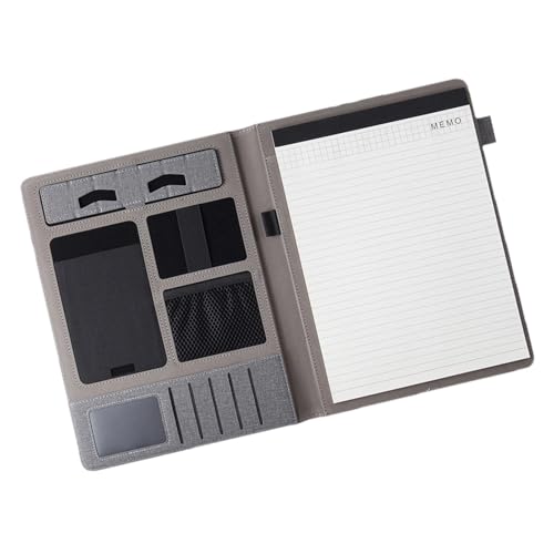 PU Leder Geldbörse Organizer | Padfolio Business-Planer - Professionelles PU-Leder Notizblock, Visitenkartenhalter inkl. Padfolio für Dokumente, Steckdosen von DNCG