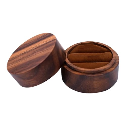 Ringetui aus Holz, Ringbox für Hochzeitsringe aus Holz - Runde Verlobungsringbox | Elegante Schmuckschatulle, Retro-Ringständer für Geburtstagsantrag von DNCG