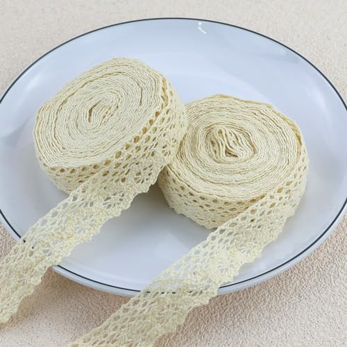 40M Spitzenbordüre Spitzenband, 2 Rolls Weiß Vintage Band 2 Spitzen-Blumen für Hochzeit Tischdeko Basteln Geschenkband DIY Handwerk von DNDGDLUA