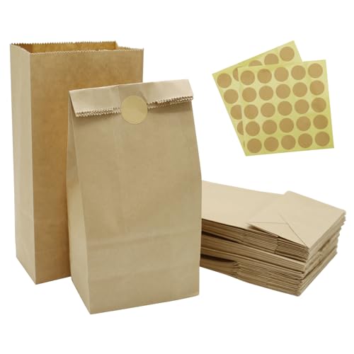 50 Stück Kraftpapiertüten, Papiertüten Klein, Brottüten Papier, Geschenktüten Braun, Weihnachten Mitgebseltüten Butterbrottüten Samentütchen für DIY Packpapier Tüten Papiertüten Adventskalender von DNDGDLUA