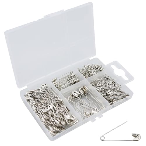 DNDGDLUA 250 Stück Sicherheitsnadeln, Sicherheit Pins, 250 Stück Silber Sicherheitsnadeln, Safety Pins, 4 Größen Sicherheitsnadeln für Kleidung 19mm–30 mm, für Basteln Nähen Säumen Craft von DNDGDLUA