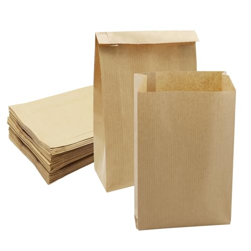 DNDGDLUA Papiertüten Braun, Geschenktüten aus Papier, Brottüten, Kleine Tüten für Süßigkeiten, Plätzchentüten Papier, Packpapier Tüten, Papiertüten Klein, Bäckertüten (100 Stück, 12,5 X 5 X 22 cm) von DNDGDLUA