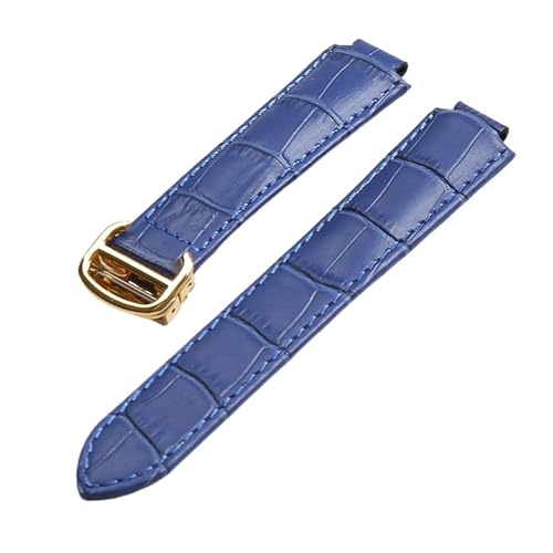 DNDJJM Ersatz kompatibel mit Cartier Blue Balloon Lederbändern mit Faltschließe, Herren- und Damen-Rindslederbändern 14 mm, 16 mm, 18 mm und 20 mm(Blue Gold Buckle,14x8mm) von DNDJJM