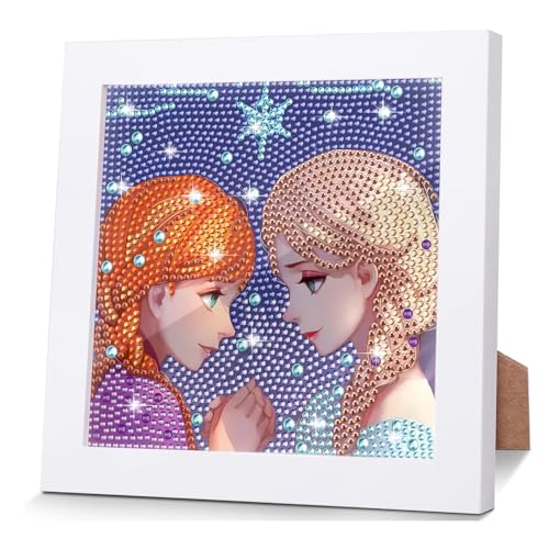 DNDTDSJ Froozen Diamond Painting Kinder Mit Holzrahmen,5D DIY Set Full Pferd Mosaikherstellung Diamant Painting Bilder Mädchen und Jungen Arts Craft für Geschenk Home Room Wanddekoration 18x18 cm von DNDTDSJ