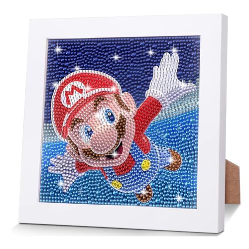 DNDTDSJ Marrio Diamond Painting Kinder Mit Holzrahmen,5D DIY Set Full Pferd Mosaikherstellung Diamant Painting Bilder Mädchen und Jungen Arts Craft für Geschenk Home Room Wanddekoration 18x18 cm von DNDTDSJ