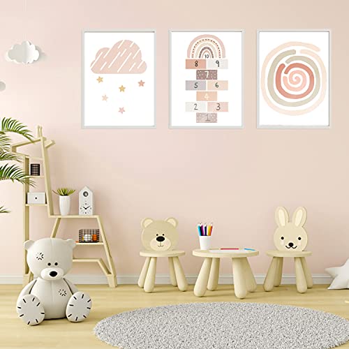 Bilder Kinderzimmer Poster Babyzimmer Mädchen Deko Boho Wandbilder Nummer Stern Ohne Rahmen für Wohnzimmer Schlafzimmer Wandbild Kinder Junge Mädchen von DNGH