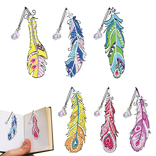 5D Diamond Painting Lesezeichen Set DIY Diamant Malerei Lesezeichen Kinder Bookmark Feder Form Strass mit Kristall Anhänger für Seiten Markierungen von DNGH