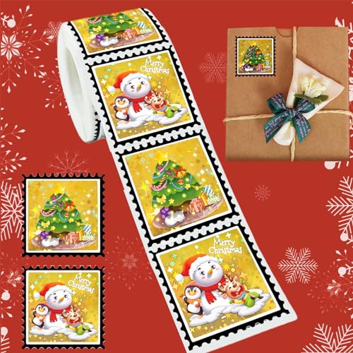 Weihnachtsaufkleber Weihnachten Aufkleber Schimmer Weihnachtssticker Selbstklebend Geschenkaufkleber für Flaschen Weihnachten Umschlag Verpackung Basteln(Gold) von DNGH