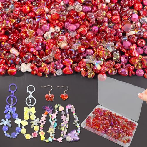 150–220 Stück niedliche Perlen für die Herstellung von Armbändern, sortierte Acryl-Kawaii-Perlen, Blume, Schmetterling, Stern, Herzperlen – Anhänger für Schmuck, Armbänder, Halsketten, Handy-Anhänger von DNLEGULI