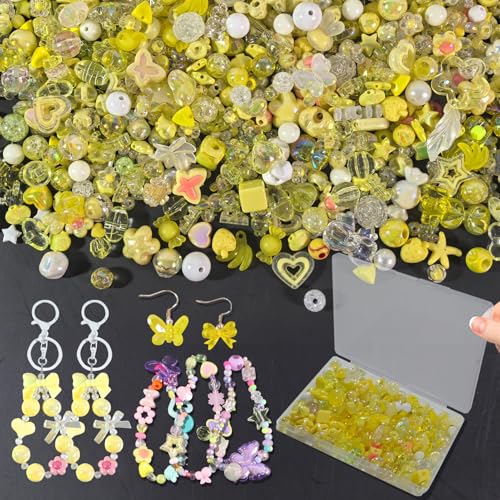 150–220 Stück niedliche Perlen für die Herstellung von Armbändern, sortierte Acryl-Kawaii-Perlen, Blume, Schmetterling, Stern, Herzperlen – Anhänger für Schmuck, Armbänder, Halsketten, Handy-Anhänger von DNLEGULI