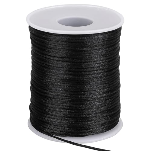 Nylon Schmuckband, 1,5 mm x 100 m Satin Geflochtene Schnur, Schwarze Nylonschnur, Schnur Für Armbänder, Band Für Armbänder, für Halskette Armbänder Chinesischer Knoten Handwerk Schmuckherstellun von DNSHAN