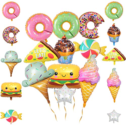 10 Stück Folienballon Donuts Eiscreme Helium Ballons Donut Luftballons Candy Bar Folienluftballon Eistüten Kinder Heliumballons Jungen Mädchen Folienballons für Geburtstag Party Deko Geschenk von DNWFZ