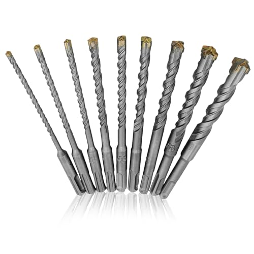 DOAGEAS Hartmetallbestückte SDS-Plus Bohrer-Set, Betonbohrer, Steinbohrer, SDS-Plus-Bits für Beton, Ziegel, Block, Stein, Mauerwerk, 9 Stück von DOAGEAS