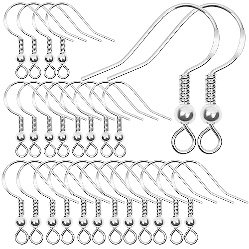 80 Stück Edelstahl Ohrringhaken,Ohrhänger Ohrhaken,Hypoallergenes Ohrring Haken Set,Ohrring Verschlüssen und Biegeringen zur Herstellung für DIY Ohrring Machen-925 Silber von DOANTE