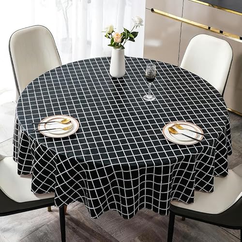 DOCOXI 120–260 cm Kaffee quadratische/runde PVC-Tischdecke abwischbare PVC-Tischdecke runder Tisch für runden Tisch Outdoor-Esstisch zu Hause (schwarz 120 x 120 cm) von DOCOXI