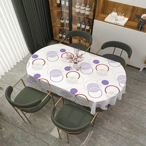 DOCOXI 160/180/200 cm PVC-Tischdecke abwischbare PVC-Tischdecke ovaler Tisch für ovalen Tisch Esstisch im Freien zu Hause (lila Kreis 138 x 200 cm) von DOCOXI