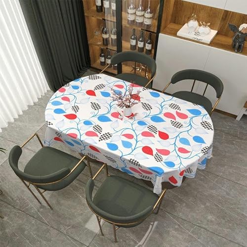 DOCOXI 160/180/200 cm PVC-Tischdecke abwischbare PVC-Tischdecke ovaler Tisch für ovalen Tisch für den Außenbereich für den Esstisch zu Hause (Bunte Blätter 138 x 180 cm) von DOCOXI