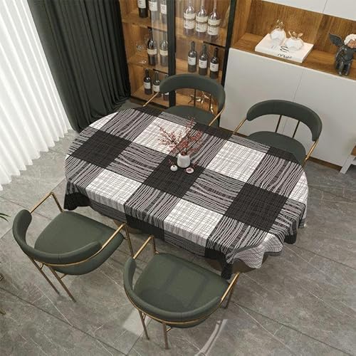 DOCOXI 160/180/200 cm PVC-Tischdecke abwischbare PVC-Tischdecke ovaler Tisch für ovalen Tisch für den Außenbereich für den Esstisch zu Hause (Kaffeeschwarz 138 x 180 cm) von DOCOXI