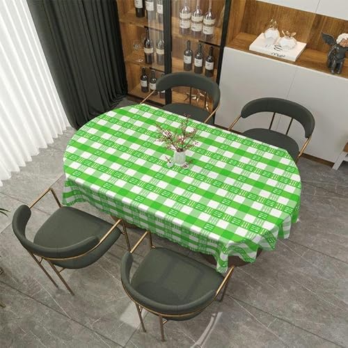 DOCOXI 160/180/200 cm PVC-Tischdecke abwischbare PVC-Tischdecke ovaler Tisch für ovalen Tisch für den Außenbereich für den Esstisch zu Hause (Smaragdgrün kleines Gitter 100 x 161 cm) von DOCOXI