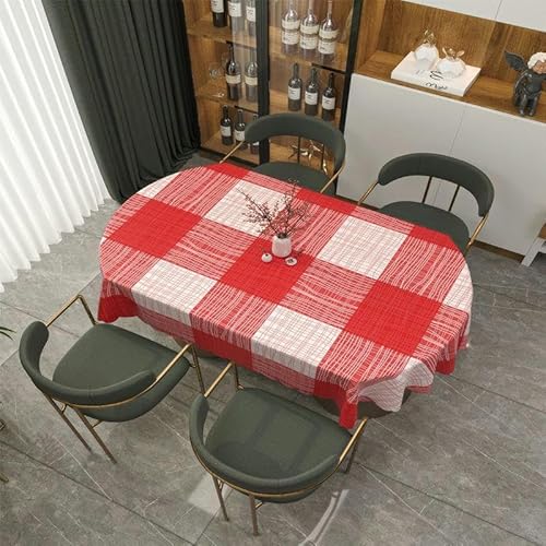 DOCOXI 160/180/200 cm PVC-Tischdecke abwischbare PVC-Tischdecke ovaler Tisch für ovalen Tisch für den Außenbereich für den Esstisch zu Hause (Weinrot 138 x 200 cm) von DOCOXI