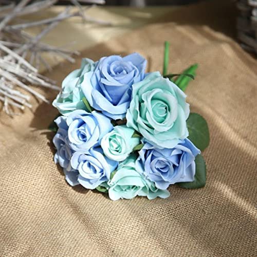 DOCOXI Brautstrauß für Hochzeiten, kleine Blumen, Brautjungfern-Accessoires, Seidenrosen für die Braut, künstliche Party, Zuhause, Hochzeitsdekoration, Rosa (blau, Einheitsgröße) von DOCOXI