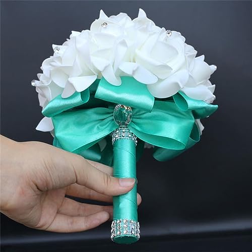 DOCOXI Pe Rose Brautjungfer Hochzeit Schaum Blumen Brautstrauß Band Fake De Noiva-Wit D (Mintgrün Oen Size) von DOCOXI