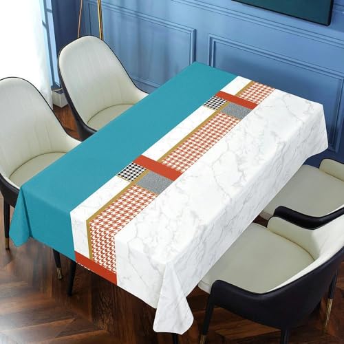 DOCOXI Runde Tischdecke aus PVC 140–220 cm blau-grün abwischbare Tischdecke aus PVC für runde Tische für den Außenbereich für Esstische zu Hause (Blau 2 140 x 140 cm) von DOCOXI