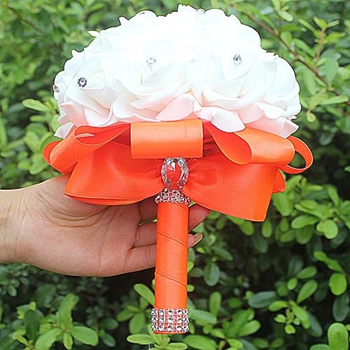 Pe Rose Brautjungfer Hochzeit Schaum Blumen Brautstrauß Band Fake De Noiva-Wit D (Orange Rot Oen Size) von DOCOXI