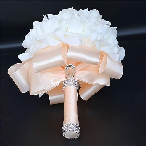 Pe Rose Brautjungfer Hochzeit Schaum Blumen Brautstrauß Band Fake De Noiva-Wit D (Shell Pink Oen Size) von DOCOXI